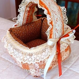 Handmade Padded Calico Basket